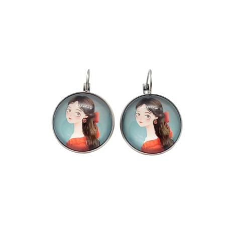EARRINGS STEEL SILVER WOMAN PORTAIT2